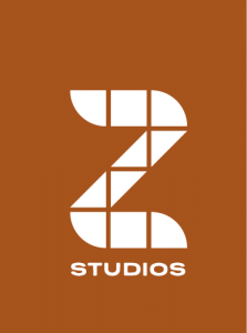 déclinaison logo Z' Studio, blanc sur gris terracotta